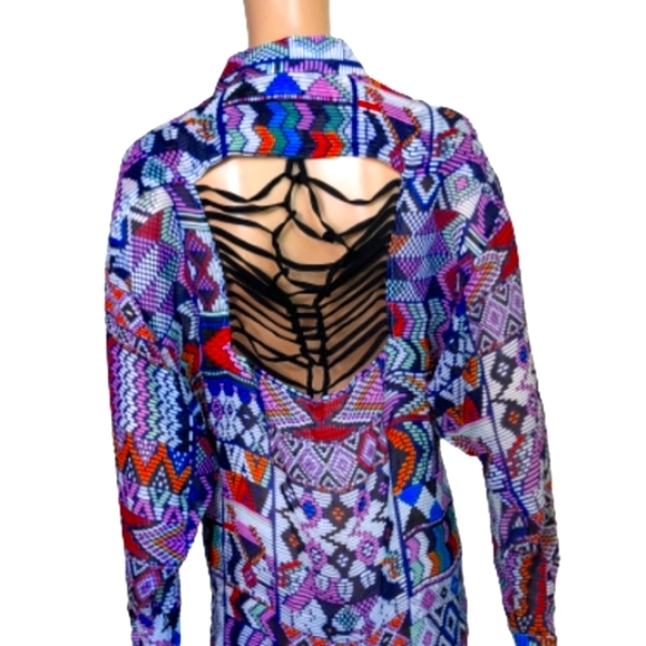 Mara Hoffman Button Down Silk Cutout Blouse Small - Picture 4 of 10